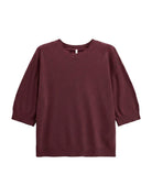 Pull col rond manches ballon trois-quarts à plat – Bordeaux – Imperial Femme
