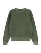Pull col rond en maille gaufrée de coton à plat – Vert militaire – Imperial Homme