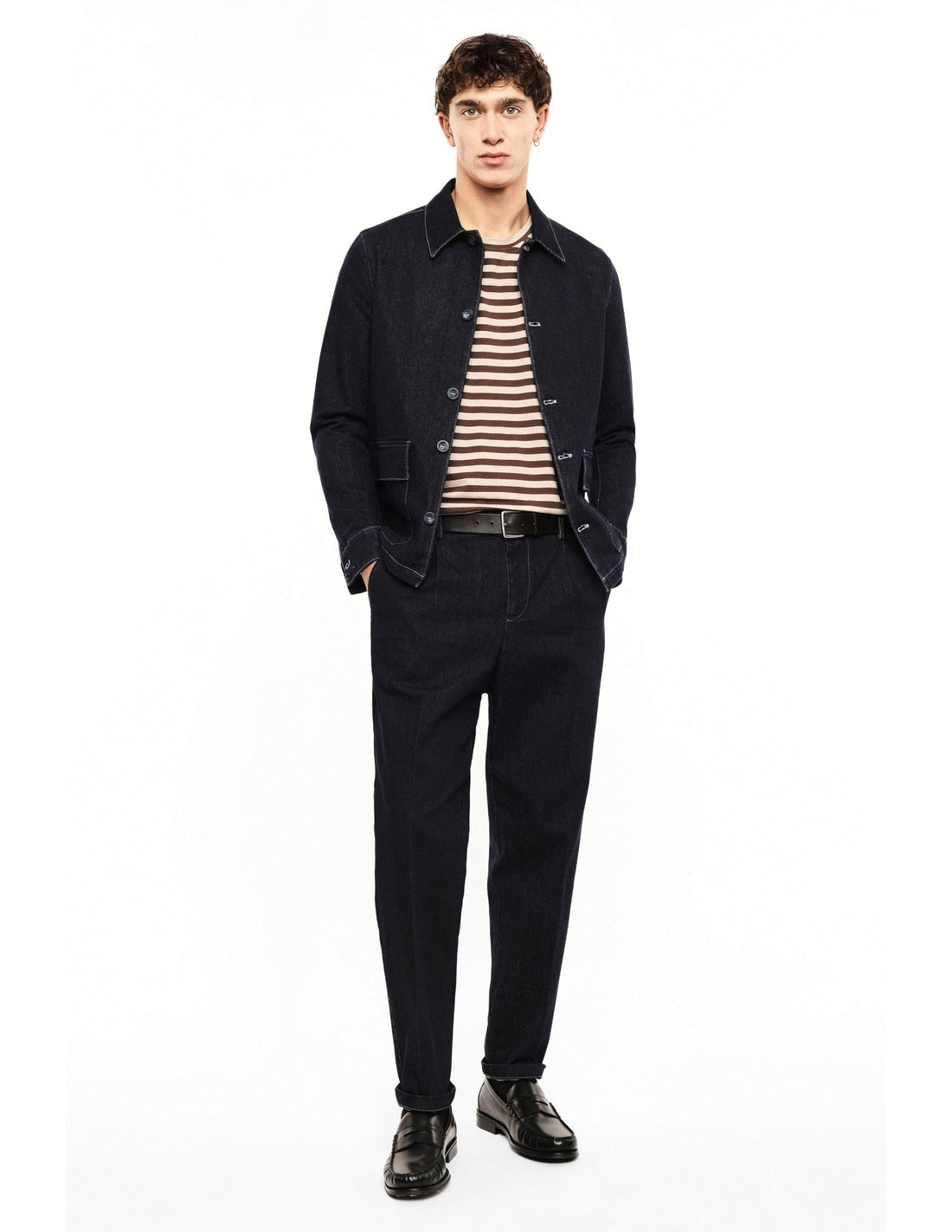 Pantalon en denim porté, face – Bleu denim – Imperial Homme