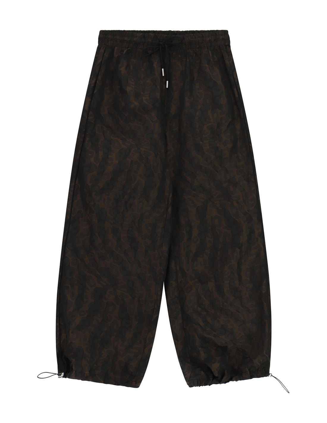 Pantalon baggy imprimé à cordons à plat – marron – Imperial Femme