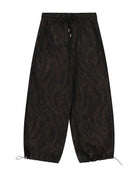 Pantalon baggy imprimé à cordons à plat – marron – Imperial Femme