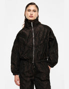 Ensemble blouson et pantalon baggy imprimé porté – marron – Imperial Femme