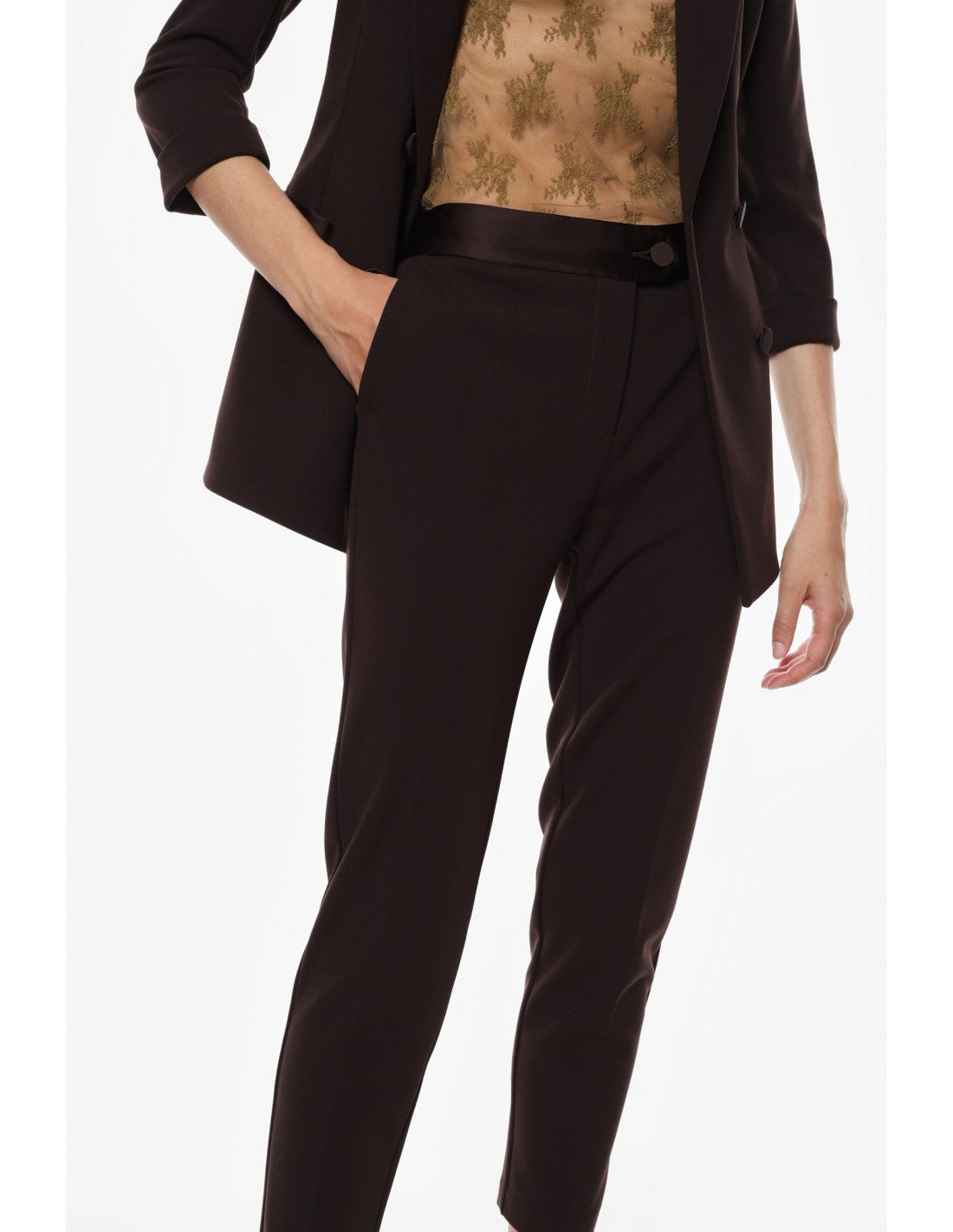 Pantalon de smoking cigarette finition satin – Imperial Femme