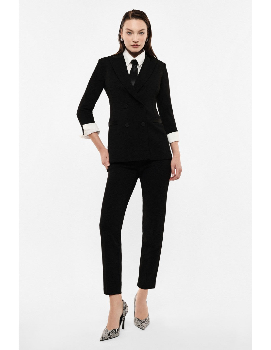Pantalon de smoking cigarette finition satin – Imperial Femme