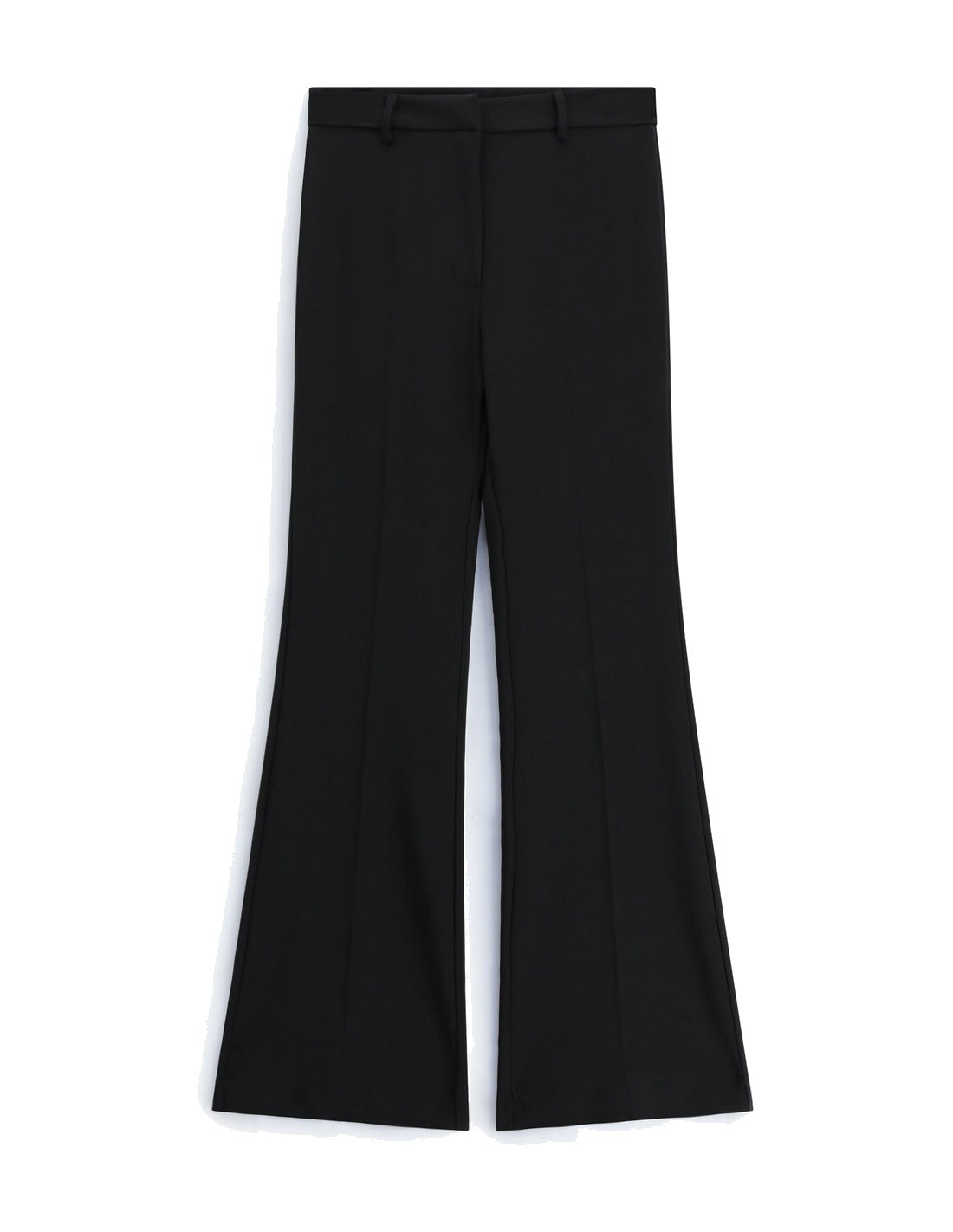 Pantalon flare à pli marqué en crêpe infroissable à plat – noir – Imperial Femme