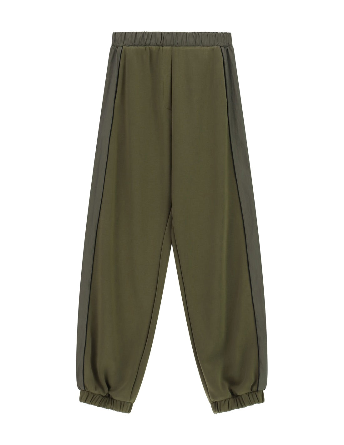 Pantalon jogging à bandes satinées à plat – kaki foncé – Imperial Femme