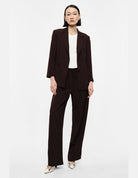 Pantalon large à ceinture coulissée en crêpe diagonale porté – Imperial Femme