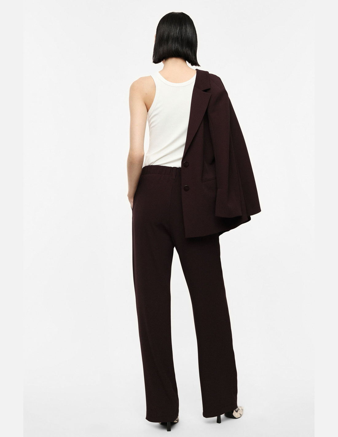 Pantalon large à ceinture coulissée en crêpe diagonale – Imperial Femme, vue de dos