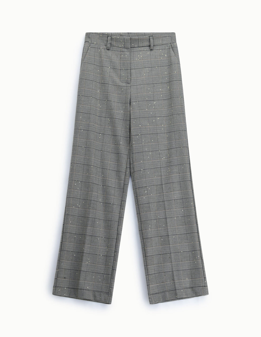 Pantalon large prince-de-galles gris et noir pailleté – Imperial Femme, à plat