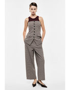 Pantalon large taille haute micro pied-de-poule – Imperial Femme