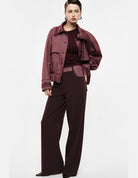 Pantalon palazzo bimatière à ceinture piquée porté – Imperial Femme