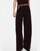 Pantalon palazzo bimatière à ceinture piquée – Imperial Femme, vue de profil
