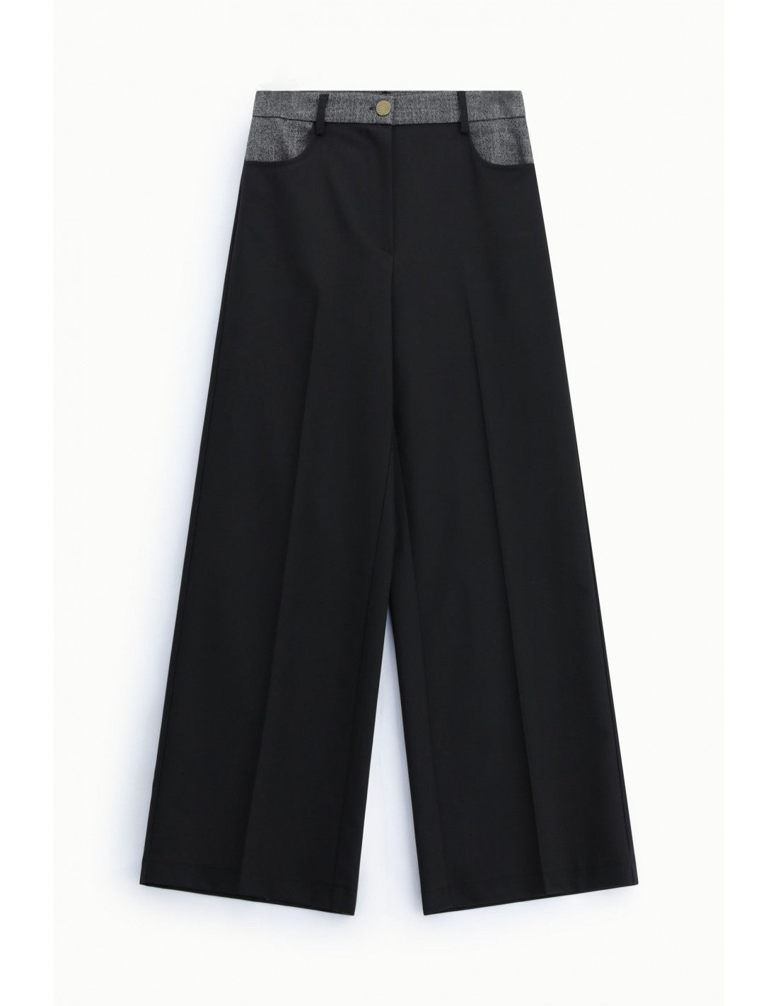 Pantalon palazzo bimatière à ceinture piquée – Imperial Femme