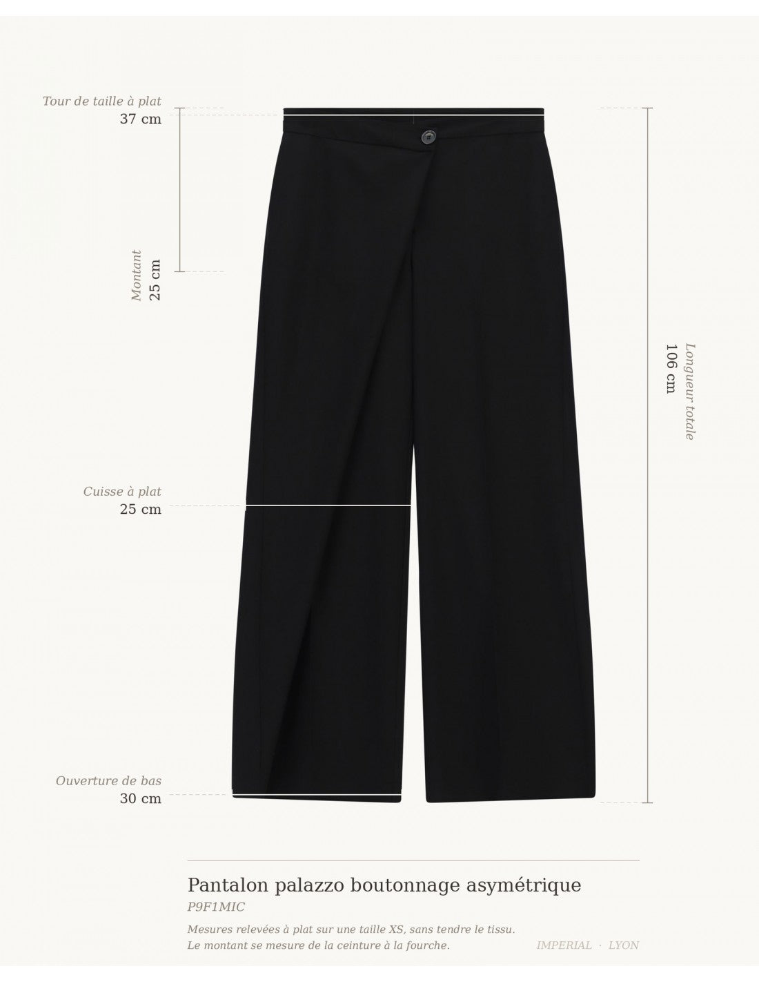 Pantalon palazzo à boutonnage asymétrique – Imperial Femme