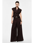 Pantalon palazzo imprimé panthère taille haute ceinturé – Imperial Femme