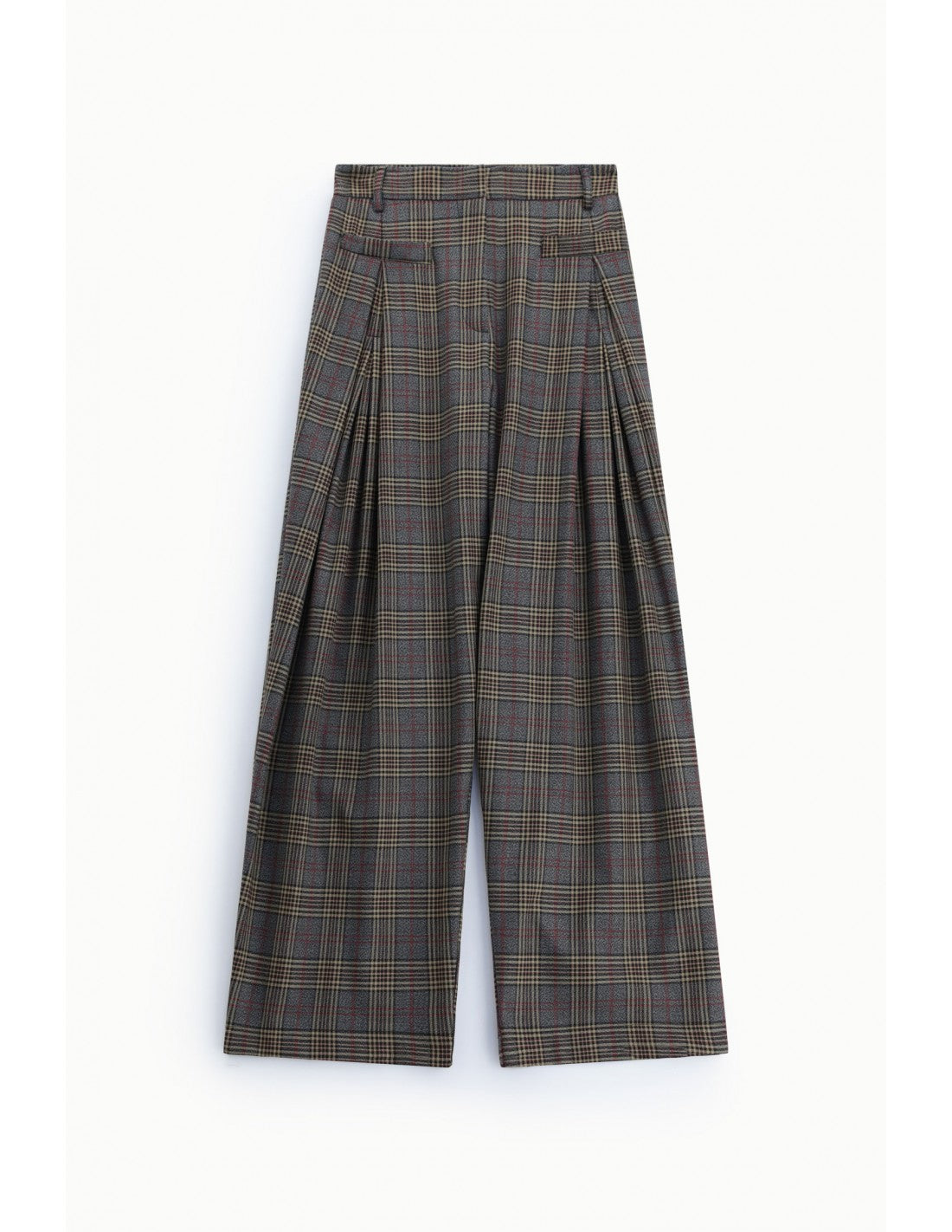 Pantalon palazzo prince de galles taille haute à pinces – Imperial Femme