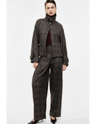 Pantalon palazzo prince de galles taille haute à pinces – Imperial Femme