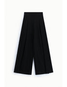 Pantalon palazzo taille haute à plis en point de Milan – Imperial Femme