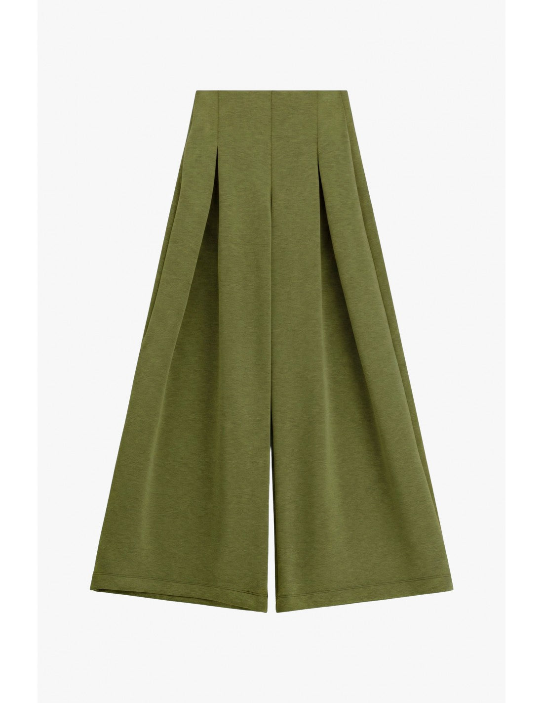 Pantalon palazzo taille haute à plis en point de Milan – Imperial Femme