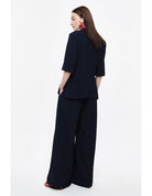 Pantalon palazzo taille haute ceinturé en crêpe – Imperial Femme