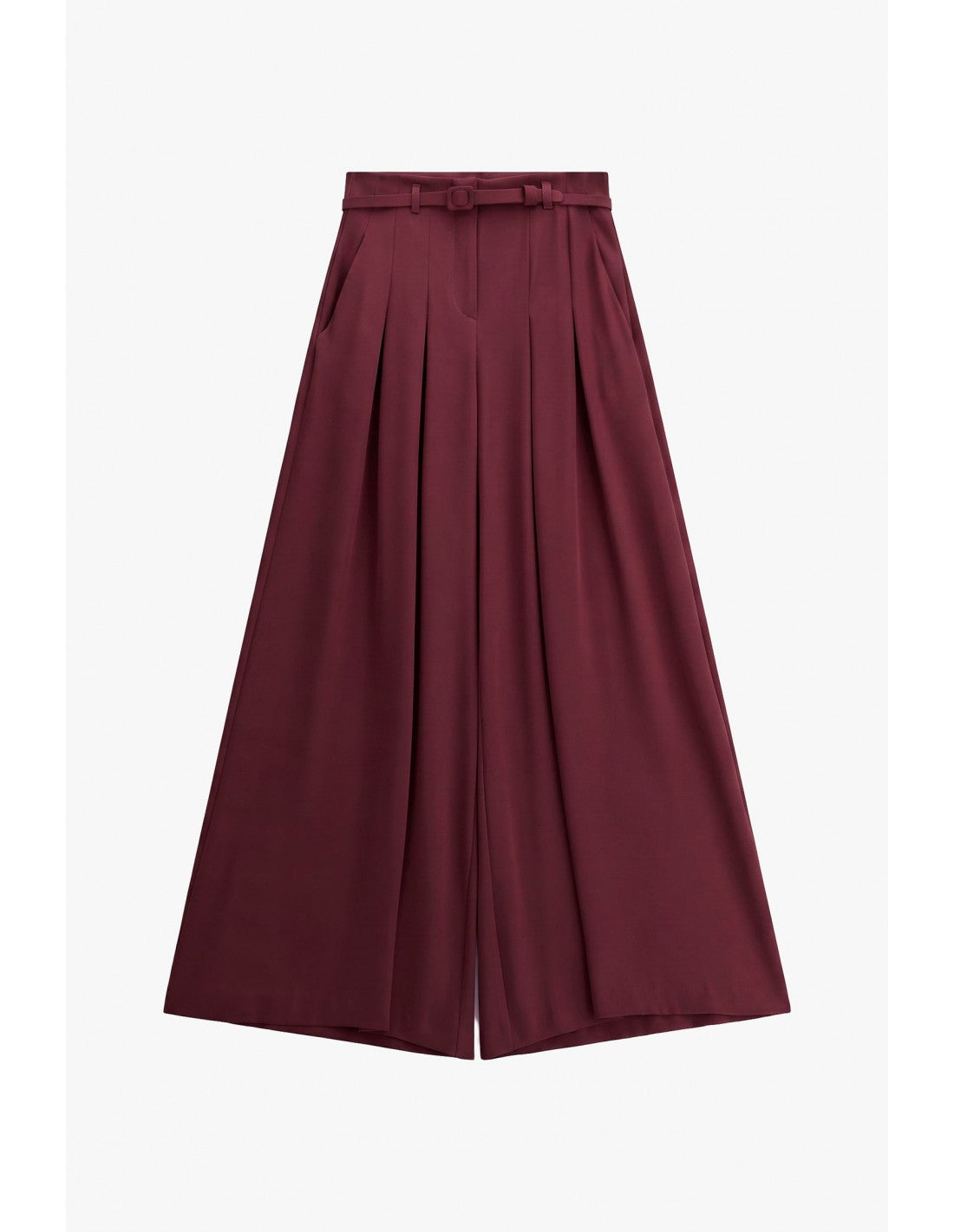Pantalon palazzo taille haute ceinturé en crêpe – Imperial Femme
