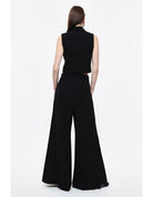 Pantalon palazzo taille haute ceinturé en crêpe – Imperial Femme