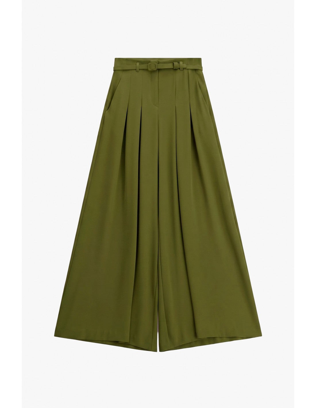 Pantalon palazzo taille haute ceinturé en crêpe – Imperial Femme