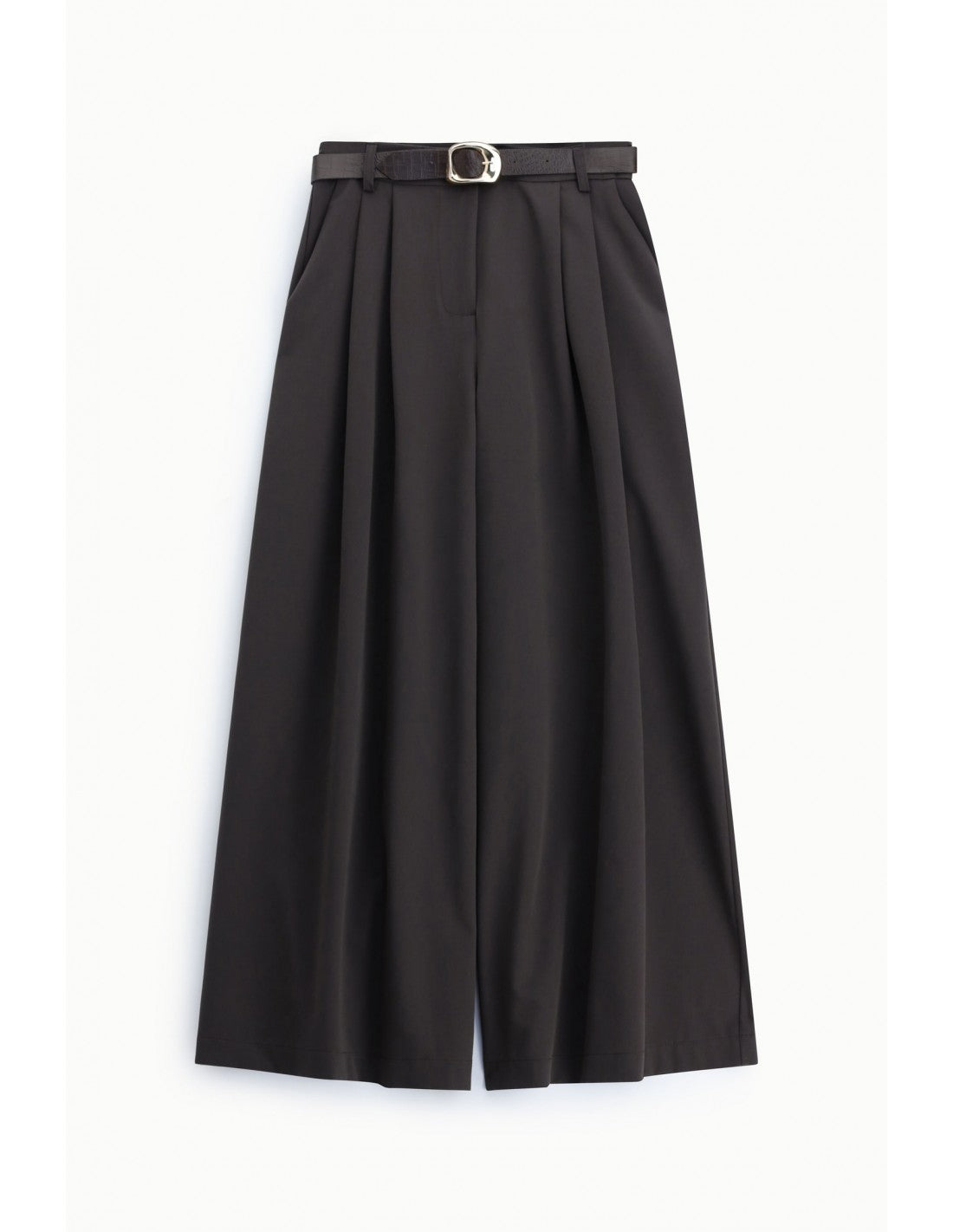 Pantalon palazzo taille haute pinces ceinture fantaisie – Imperial Femme