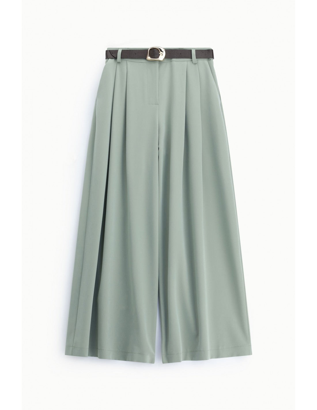 Pantalon palazzo taille haute pinces ceinture fantaisie – Imperial Femme