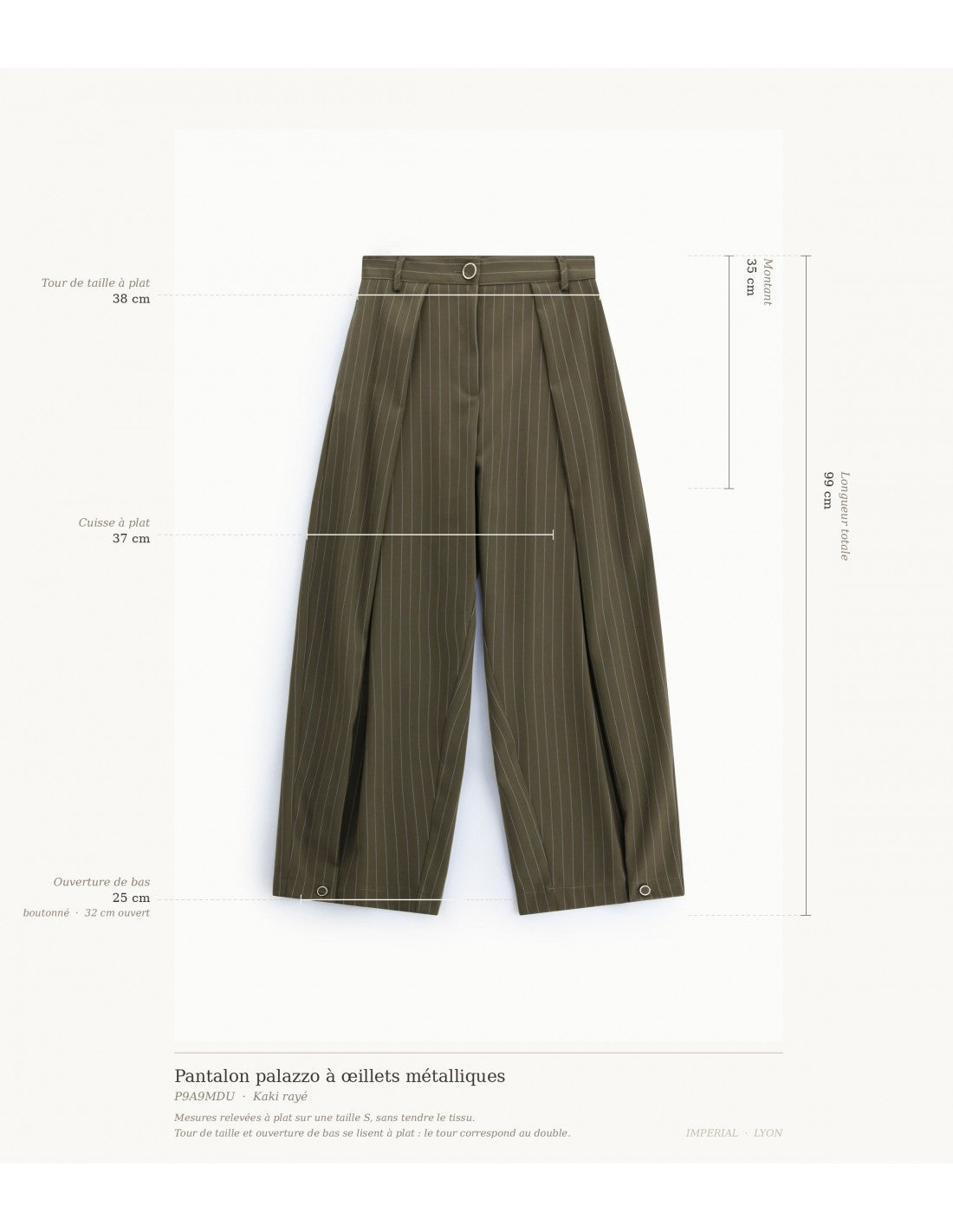 Pantalon palazzo taille haute rayures – Imperial Femme