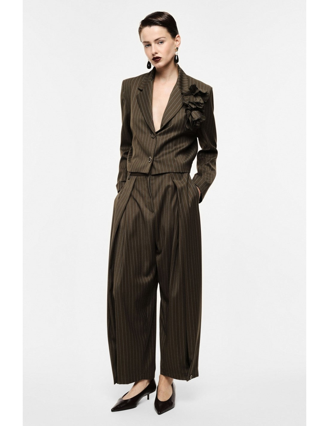 Pantalon palazzo taille haute rayures – Imperial Femme