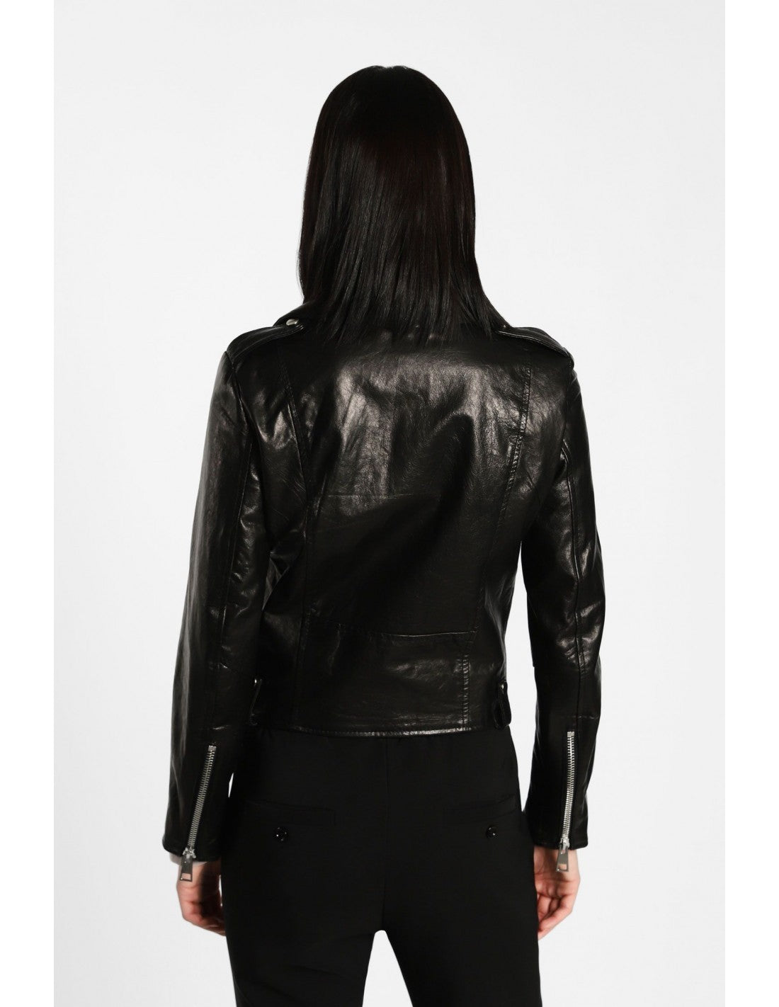 Perfecto court en cuir d'agneau – Imperial Femme