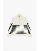 Pull col camionneur rayé écru et noir – Imperial Femme