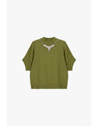 Pull col montant manches 3/4 collier de strass – Imperial Femme