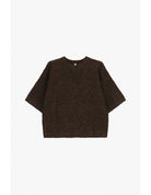 Pull maille bouclée col rond manches 3/4 chocolat – Imperial Femme