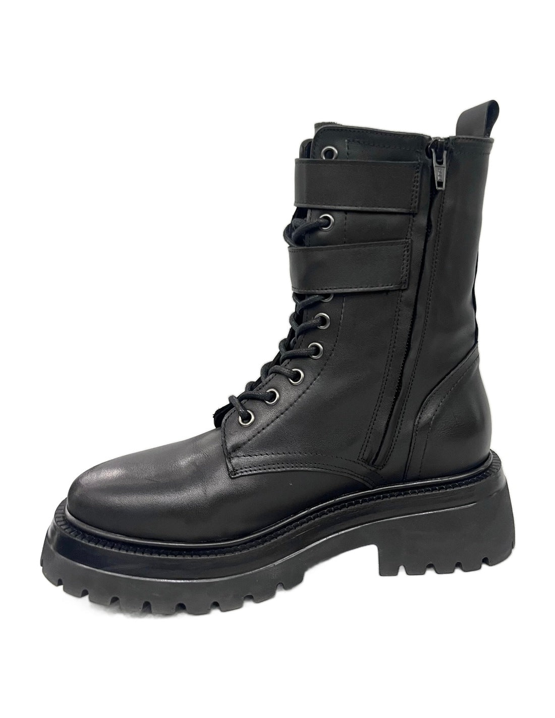 Rangers en cuir à double boucle, zip intérieur – noir – Imperial