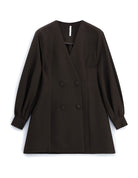 Robe blazer croisée en draperie à plat – marron – Imperial Femme