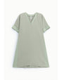 Robe courte trapèze col V galons satin – Imperial Femme