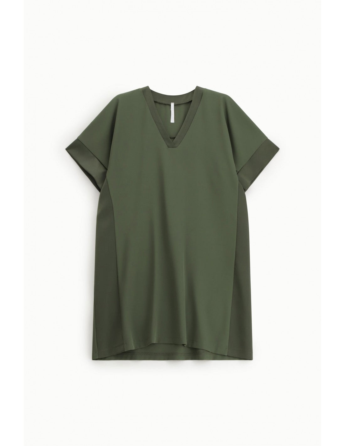Robe courte trapèze col V galons satin – Imperial Femme