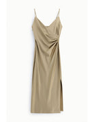 Robe de soirée fourreau drapée en crêpe satin – Imperial Femme
