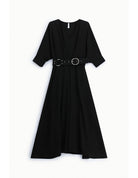 Robe longue ceinturée boucle anneau manches kimono – Imperial Femme