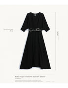 Robe longue ceinturée boucle anneau manches kimono – Imperial Femme