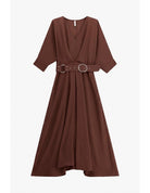 Robe longue ceinturée boucle anneau manches kimono – Imperial Femme