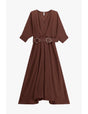 Robe longue ceinturée boucle anneau manches kimono – Imperial Femme