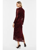 Robe longue drapée en résille velours dévoré – Imperial Femme