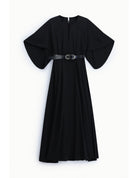 Robe longue manches amples ceinturée en crêpe - Imperial Femme