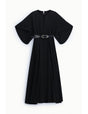 Robe longue manches amples ceinturée en crêpe - Imperial Femme