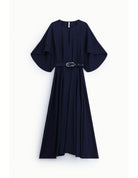 Robe longue manches amples ceinturée en crêpe - Imperial Femme