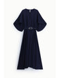 Robe longue manches amples ceinturée en crêpe - Imperial Femme
