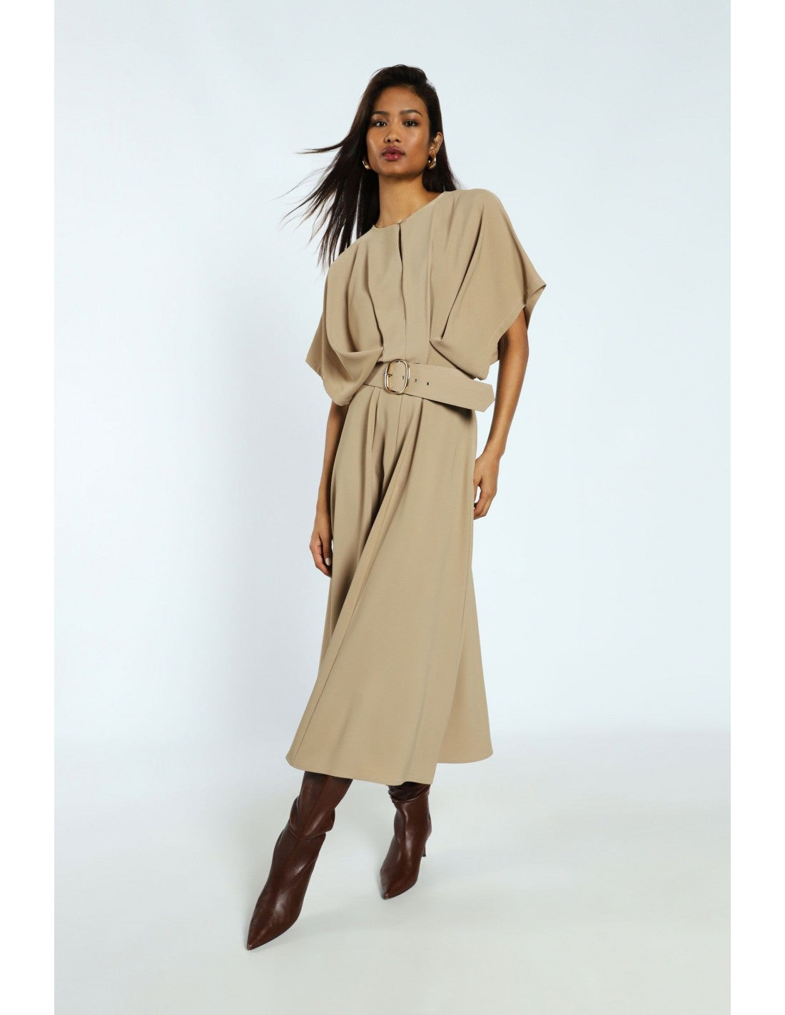 Robe longue manches chauve-souris ceinturée – Imperial Femme